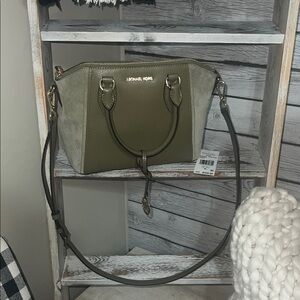 Michael Kors Olive Green Sienna Satchel with Gold Details